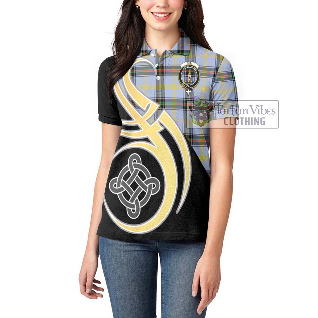 Bell Tartan Women's Polo Shirt with Family Crest and Celtic Symbol Style Women - Tartan Vibes Clothing