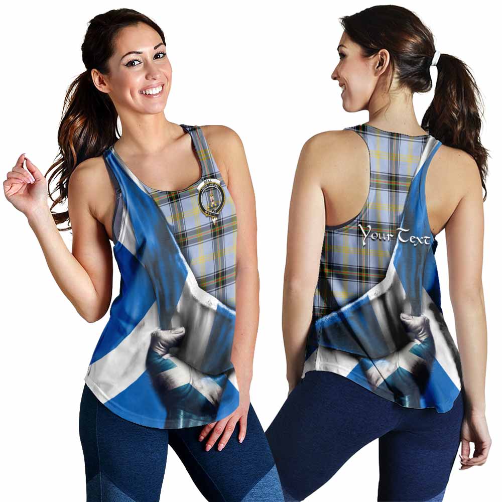 Tartan Vibes Clothing Bell Tartan Women's Racerback Tanks with Family Crest Scotland Patriotic Style