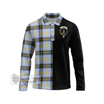 Bell Tartan Long Sleeve Polo Shirt with Family Crest and Half Of Me Style