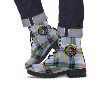 Bell Tartan Leather Boots with Family Crest