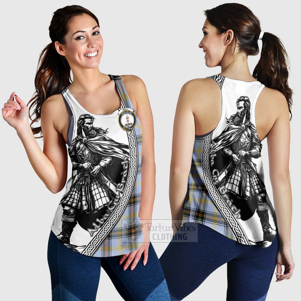 Tartan Vibes Clothing Bell Tartan Clan Crest Women's Racerback Tanks with Highlander Warrior Celtic Style