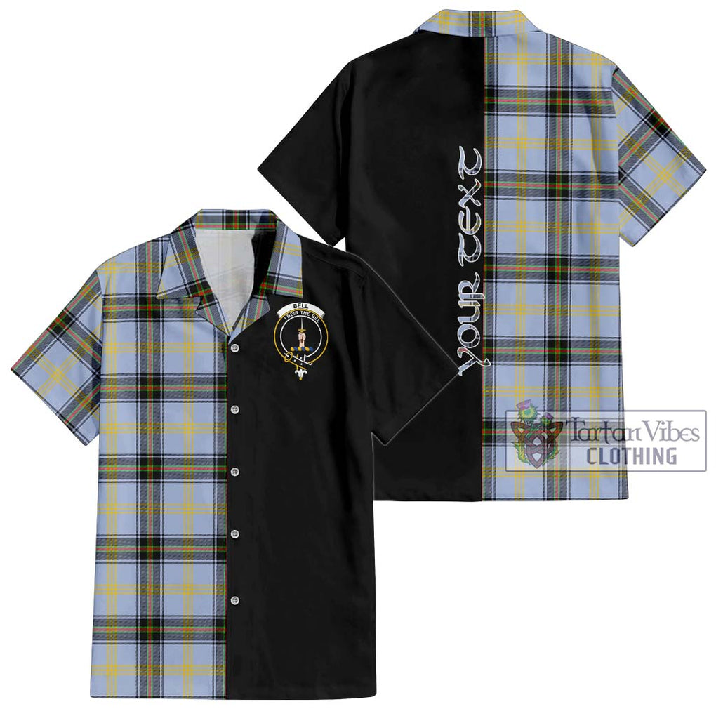 Bell Tartan Short Sleeve Button Shirt with Family Crest and Half Of Me Style Kid - Tartanvibesclothing Shop