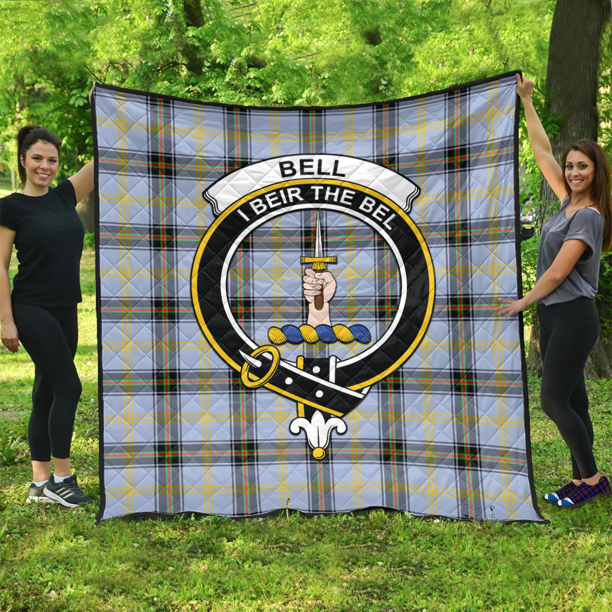 Bell Tartan Quilt with Family Crest - Tartanvibesclothing