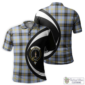 Bell Tartan Men's Polo Shirt with Family Crest Circle Style