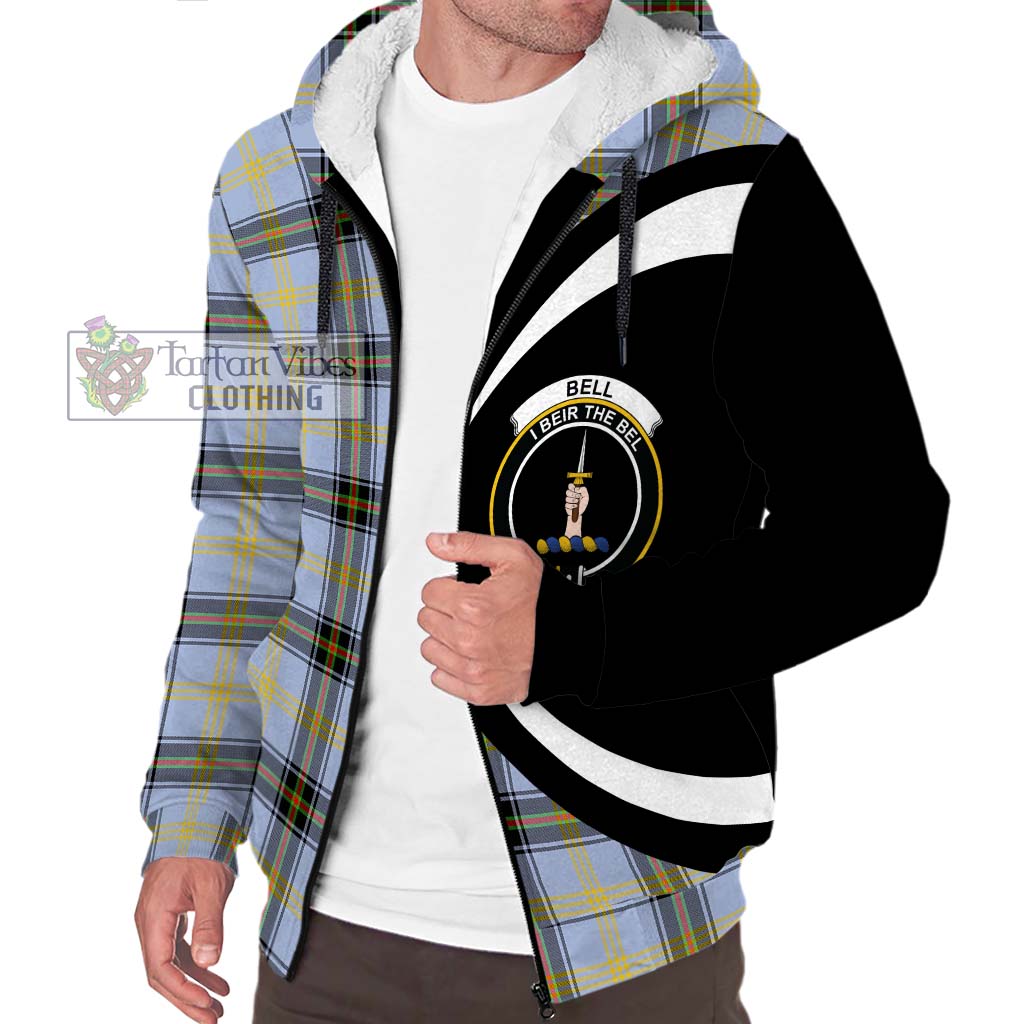 Bell Tartan Sherpa Hoodie with Family Crest Circle Style Unisex S - Tartan Vibes Clothing