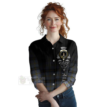 Bell Tartan Women's Casual Shirt Featuring Alba Gu Brath Family Crest Celtic Inspired