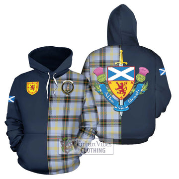 Bell Tartan Hoodie Alba with Scottish Lion Royal Arm Half Style