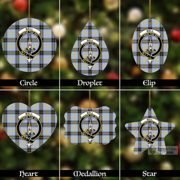 Bell Tartan Christmas Aluminium Ornament with Family Crest