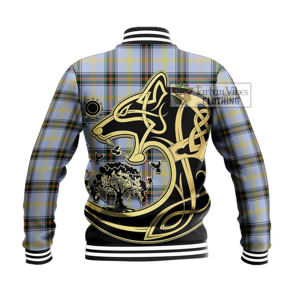 Bell Tartan Baseball Jacket with Family Crest Celtic Wolf Style - Tartan Vibes Clothing