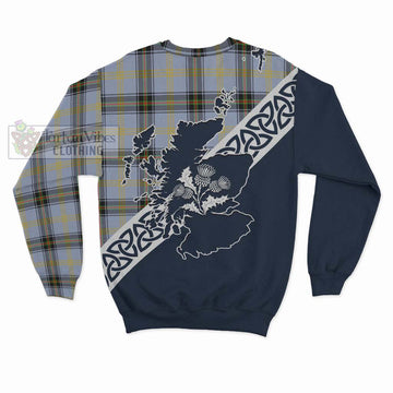 Bell Tartan Sweatshirt Featuring Thistle and Scotland Map