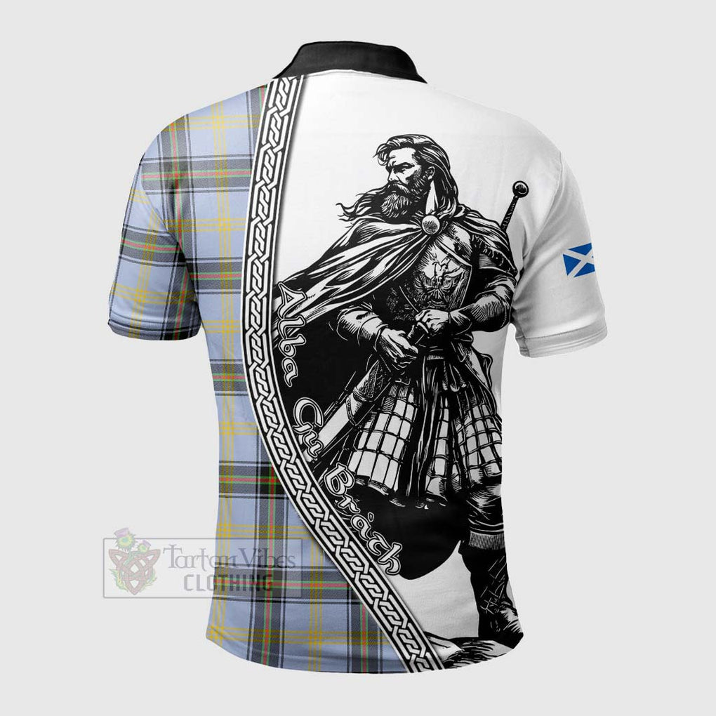 Bell Tartan Clan Crest Polo Shirt with Highlander Warrior Celtic Style - Tartan Vibes Clothing