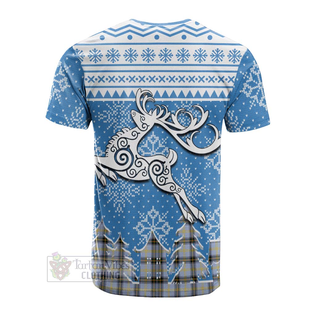 Tartan Vibes Clothing Bell Clan Christmas Cotton T-shirt Celtic Reindeer Style