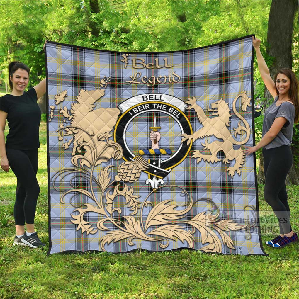 Tartan Vibes Clothing Bell Tartan Quilt with Family Crest and Scottish Symbol Style