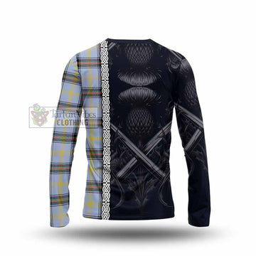 Bell Tartan Long Sleeve T-Shirt with Family Crest Cross Sword Thistle Celtic Vibes