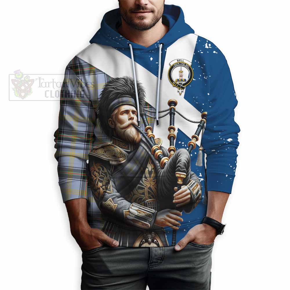 Tartan Vibes Clothing Bell Tartan Hoodie with Family Crest Scottish Bagpiper Vibes