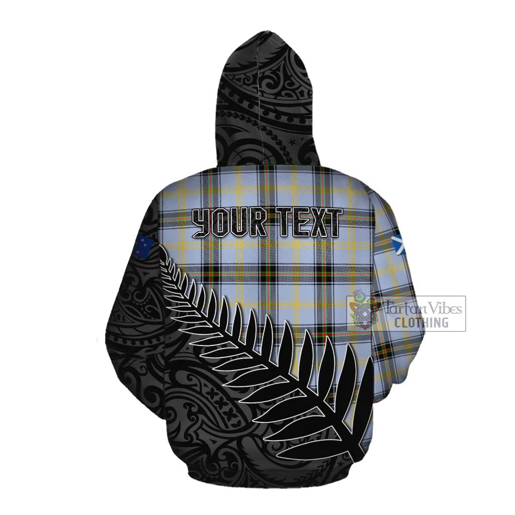 Tartan Vibes Clothing Bell Crest Tartan Cotton Hoodie with New Zealand Silver Fern Half Style