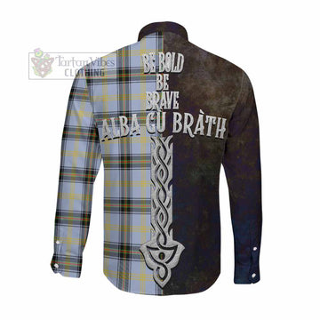Bell Tartan Family Crest Long Sleeve Button Shirt Alba Gu Brath Be Brave Lion Ancient Style Men's Shirt - Tartan Vibes Clothing