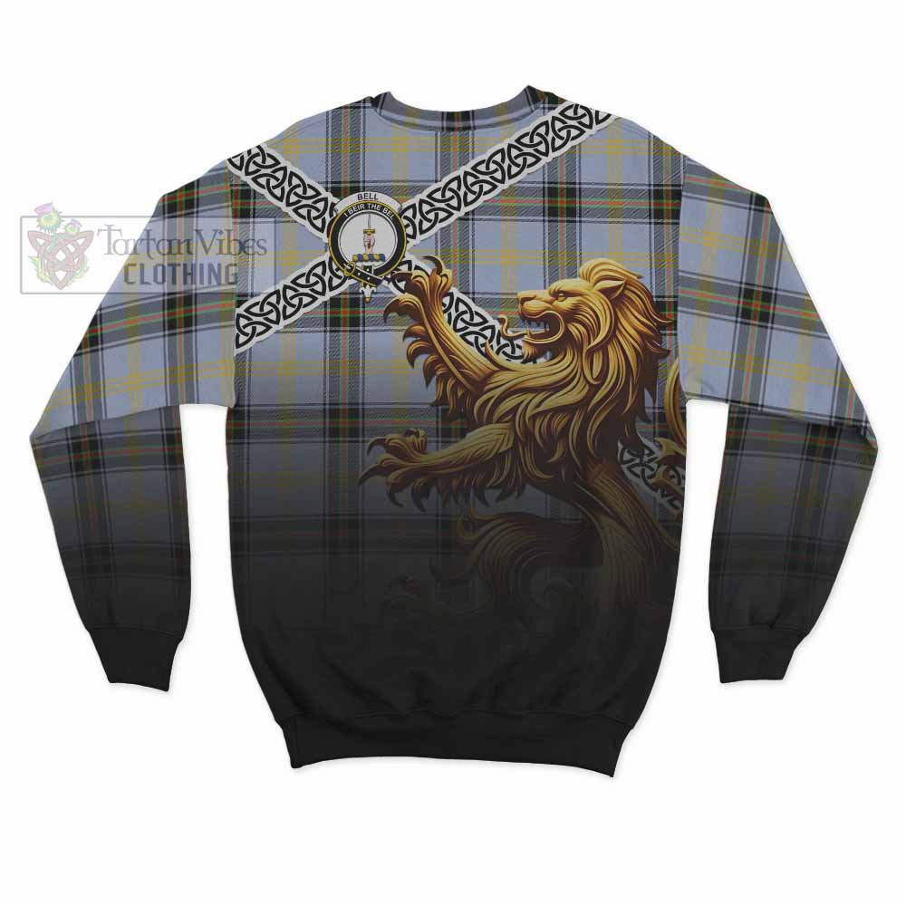 Bell Crest Tartan Sweatshirt with Golden Lion Emblem Celtic Style - Tartan Vibes Clothing