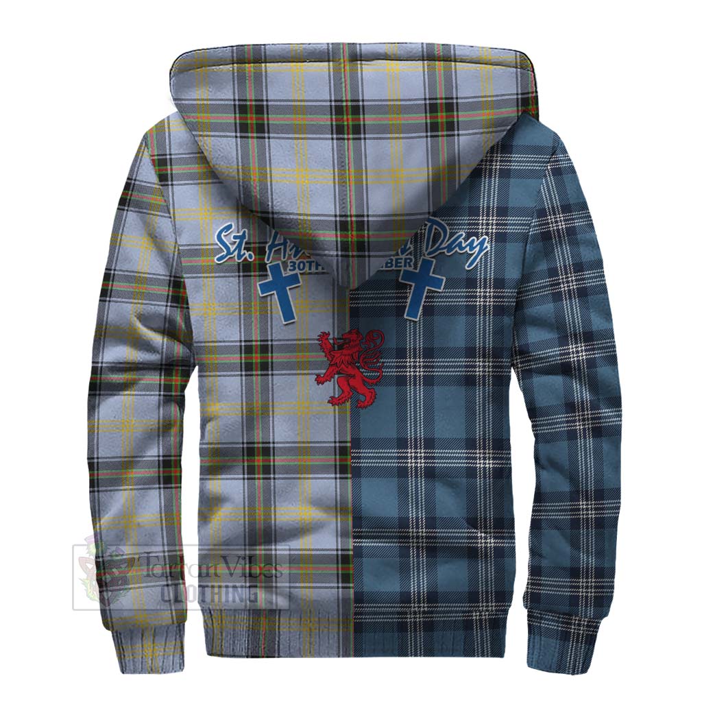 Tartan Vibes Clothing Bell Tartan Sherpa Hoodie Happy St. Andrew's Day Half Tartan Style