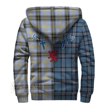 Bell Tartan Sherpa Hoodie Happy St. Andrew's Day Half Tartan Style