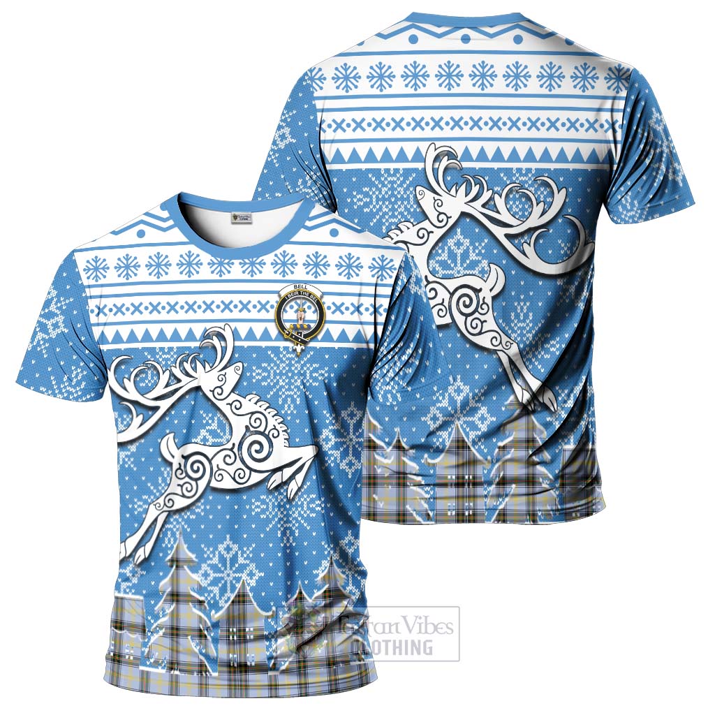 Tartan Vibes Clothing Bell Clan Christmas T-Shirt Celtic Reindeer Style