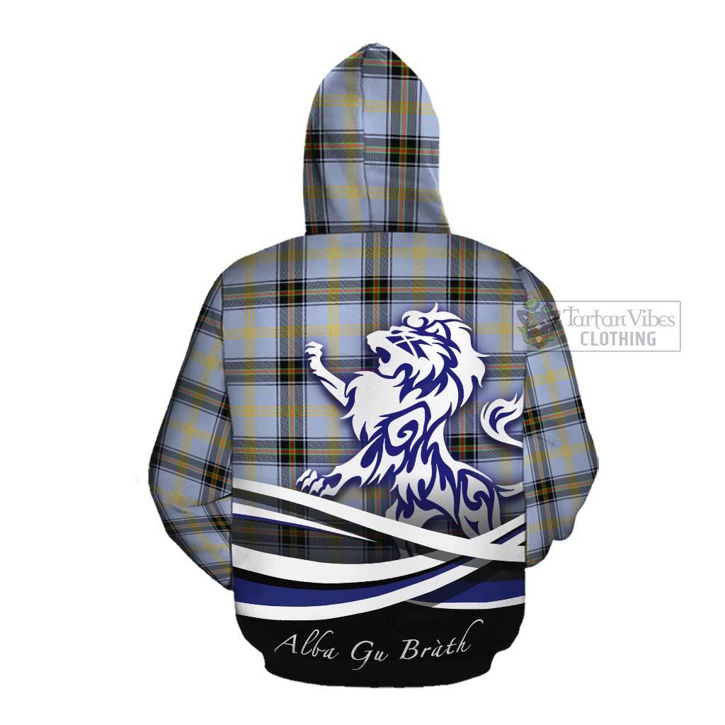 Tartan Vibes Clothing Bell Tartan Cotton Hoodie with Alba Gu Brath Regal Lion Emblem