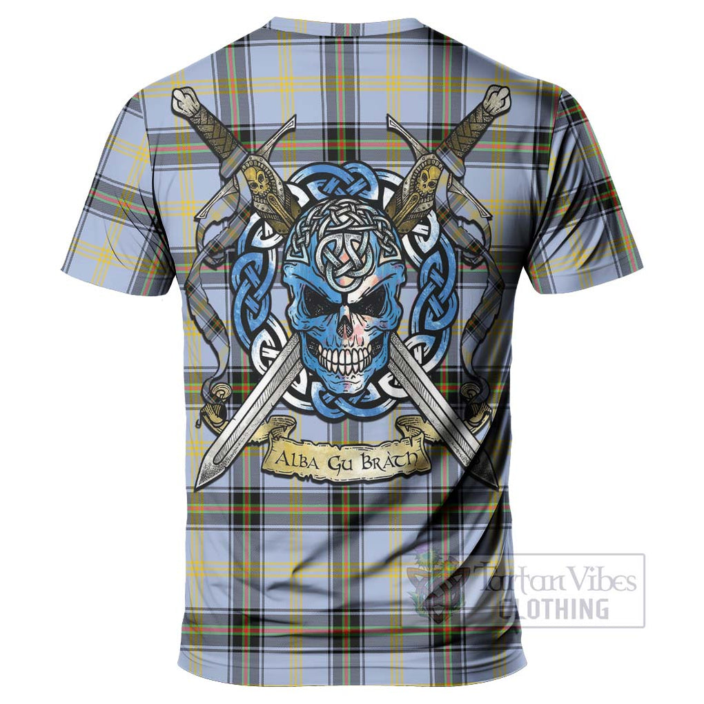 Tartan Vibes Clothing Bell Tartan T-Shirt with Family Crest Celtic Skull Style