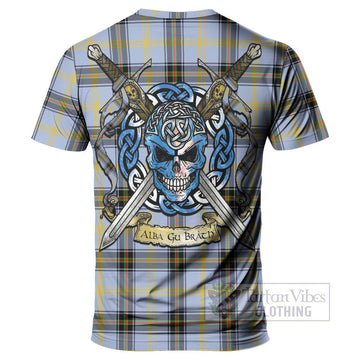 Bell Tartan T-Shirt with Family Crest Celtic Skull Style