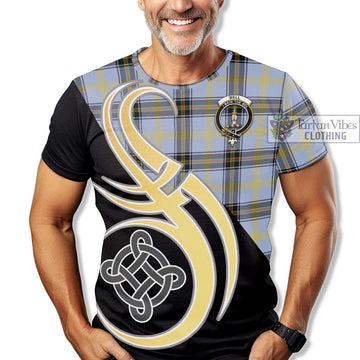 Bell Tartan T-Shirt with Family Crest and Celtic Symbol Style