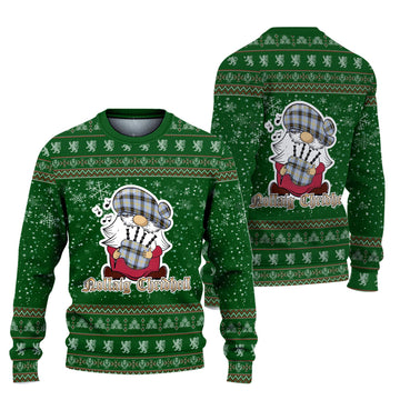 Bell Clan Christmas Family Ugly Sweater with Funny Gnome Playing Bagpipes