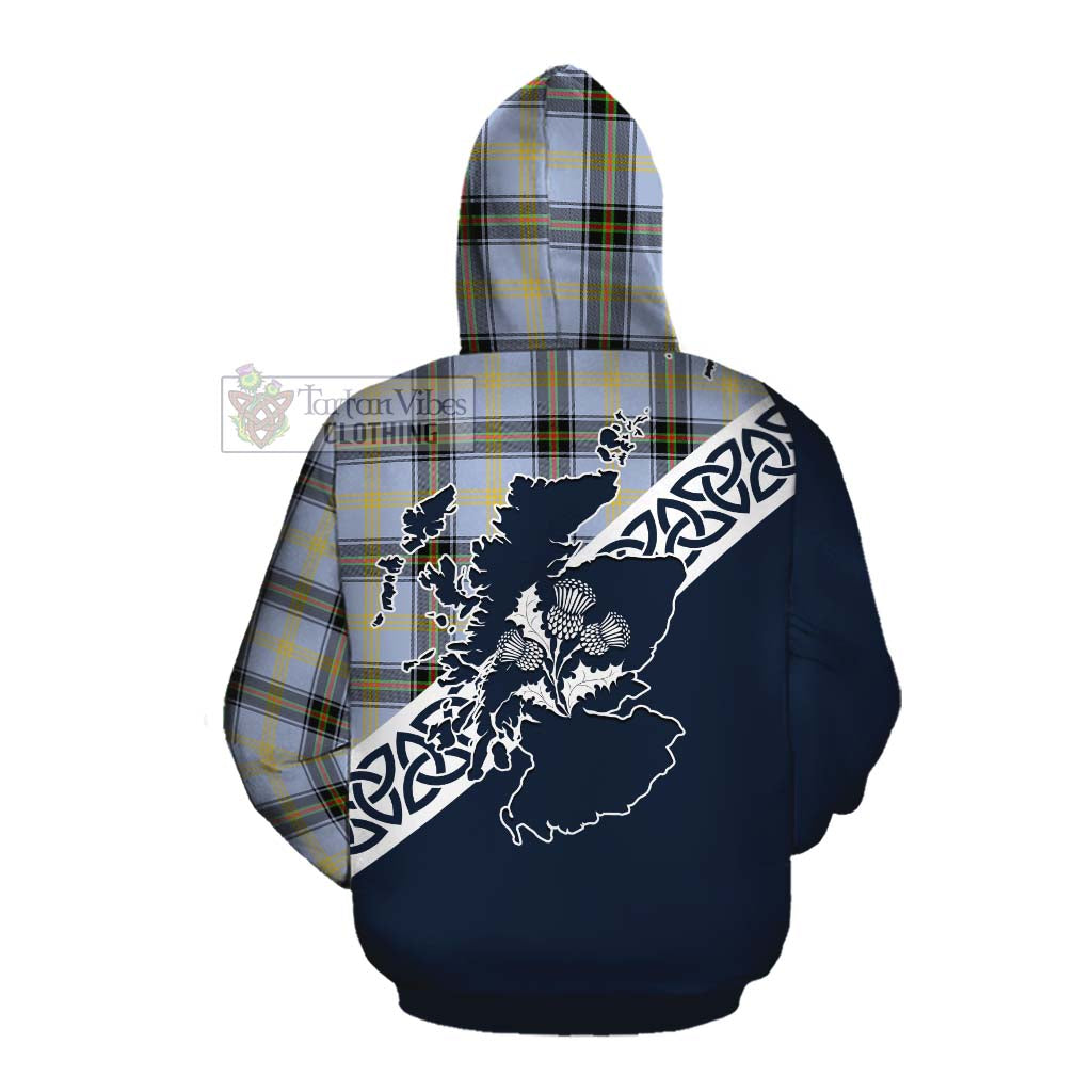 Tartan Vibes Clothing Bell Tartan Cotton Hoodie Featuring Thistle and Scotland Map