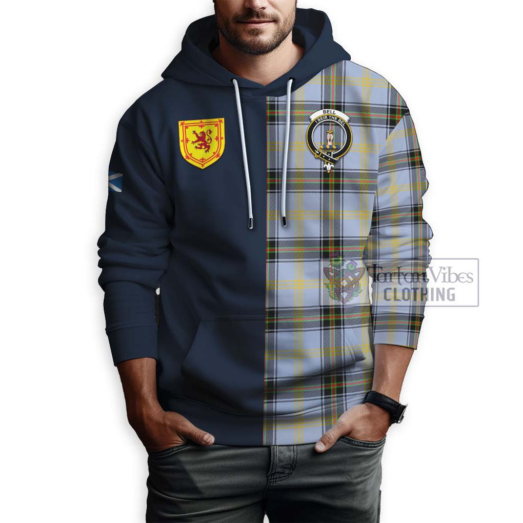 Tartan Vibes Clothing Bell Tartan Hoodie with Scottish Lion Royal Arm Half Style