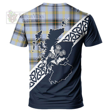 Bell Tartan T-Shirt Featuring Thistle and Scotland Map