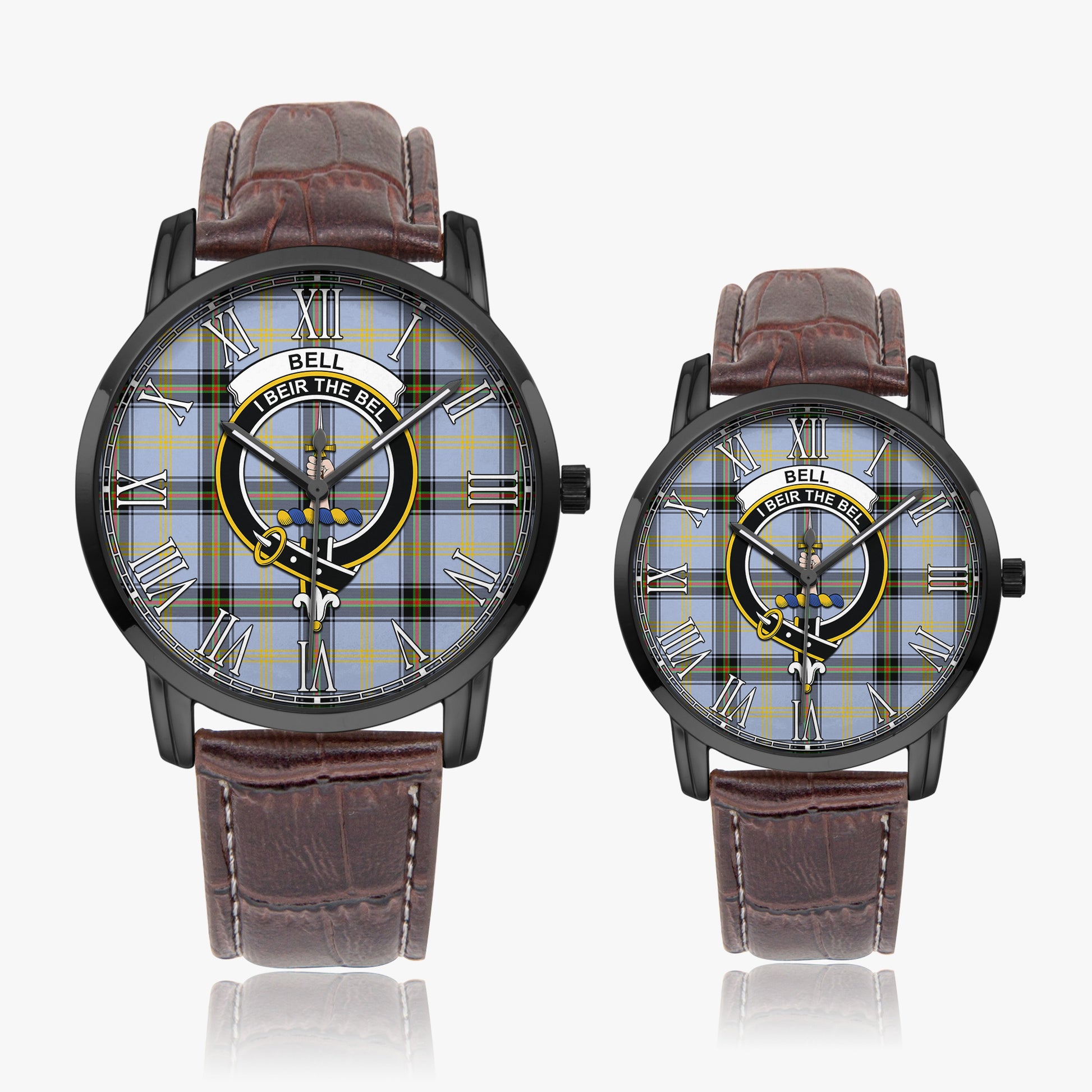 Bell Tartan Family Crest Leather Strap Quartz Watch - Tartanvibesclothing