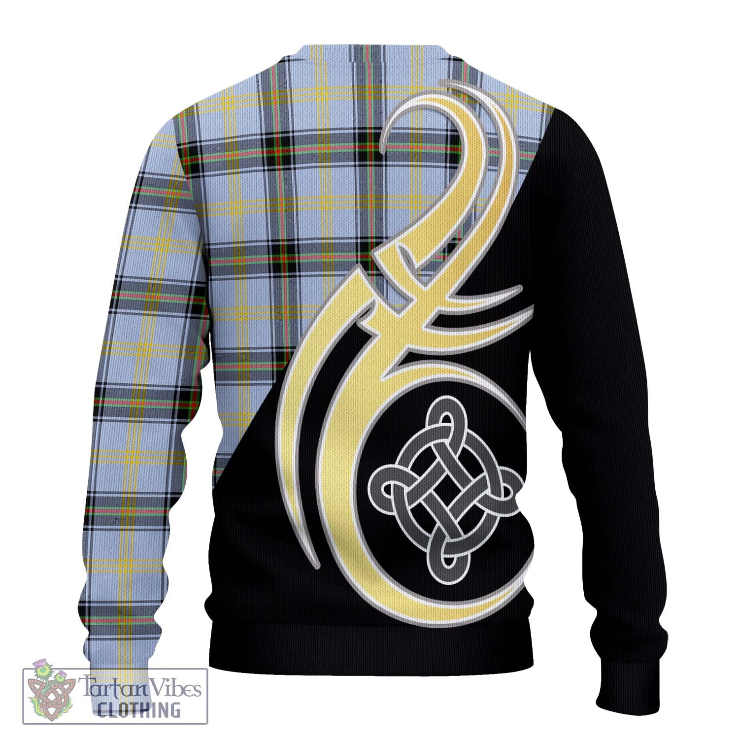 Bell Tartan Knitted Sweater with Family Crest and Celtic Symbol Style - Tartan Vibes Clothing