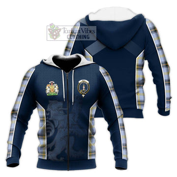 Bell Tartan Knitted Hoodie with Family Crest and Lion Rampant Vibes Sport Style