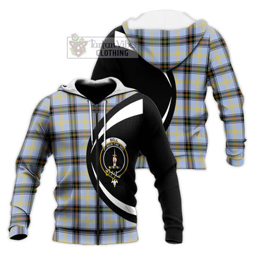 Bell Tartan Knitted Hoodie with Family Crest Circle Style