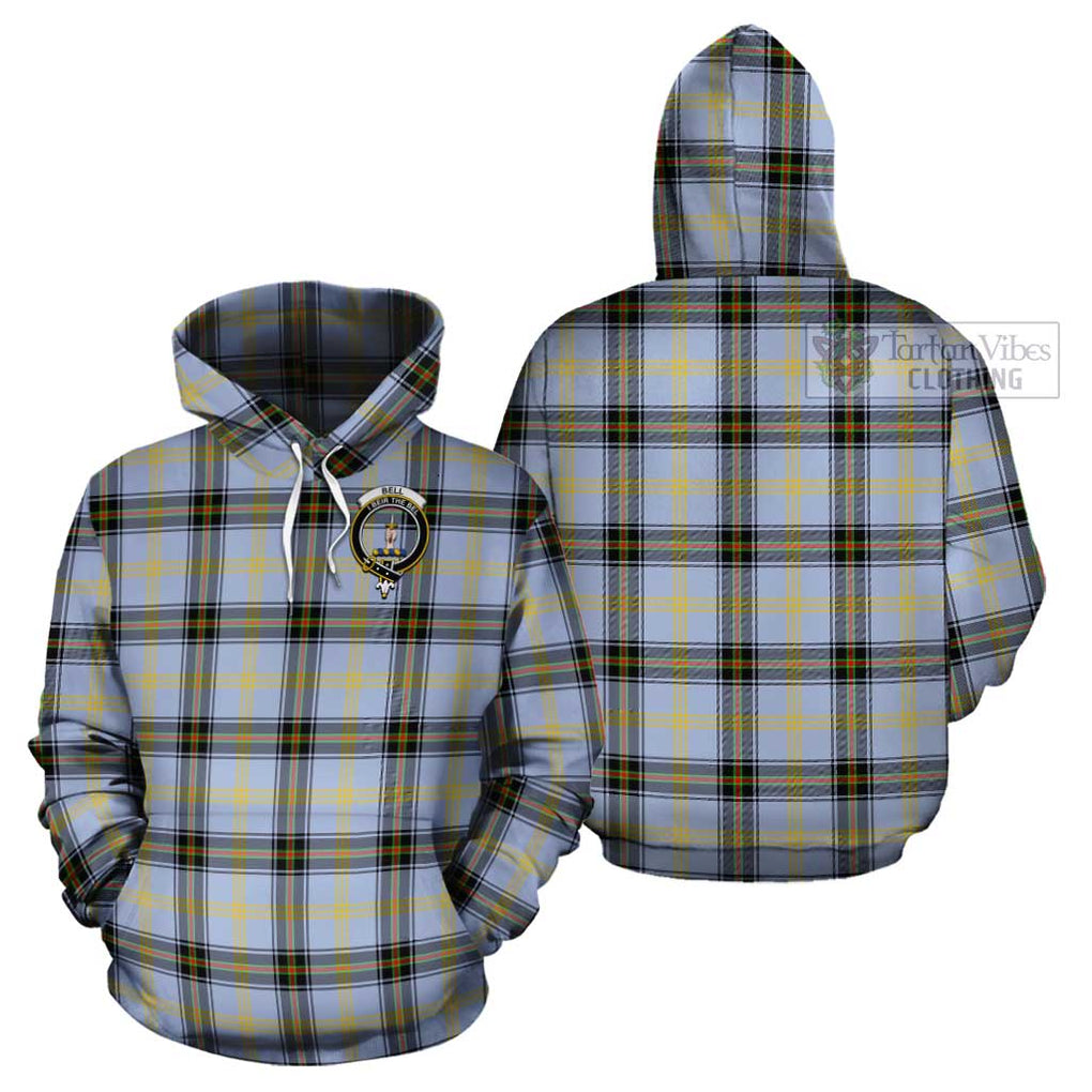 Bell Tartan Cotton Hoodie with Family Crest Pullover Hoodie - Tartan Vibes Clothing