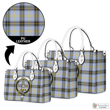 Bell Tartan Luxury Leather Handbags with Family Crest