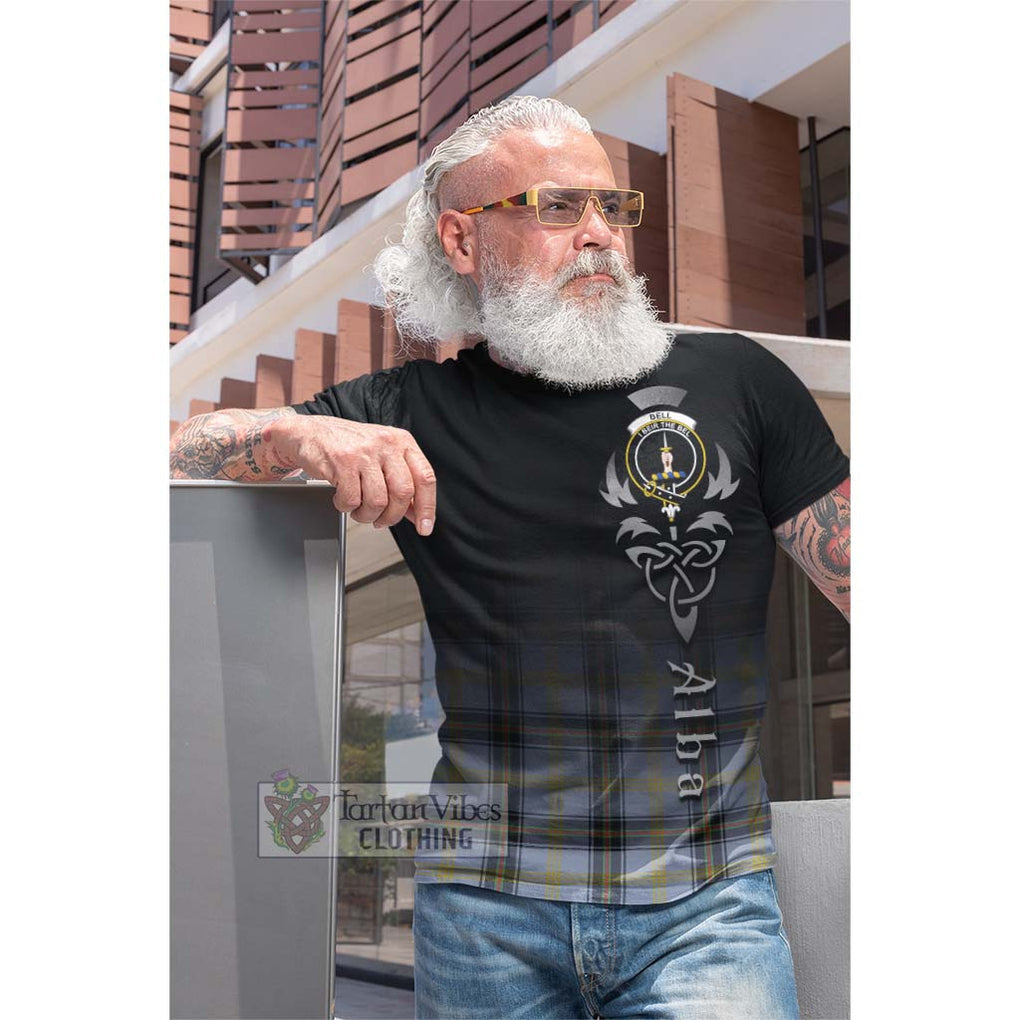 Tartan Vibes Clothing Bell Tartan Cotton T-shirt Featuring Alba Gu Brath Family Crest Celtic Inspired