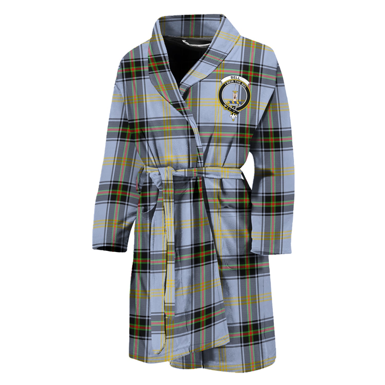 Bell Tartan Bathrobe with Family Crest Unisex M - Tartan Vibes Clothing