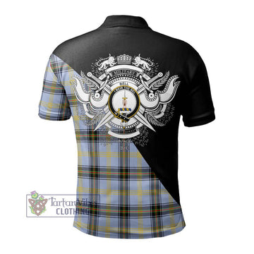 Bell Tartan Polo Shirt with Family Crest and Military Logo Style