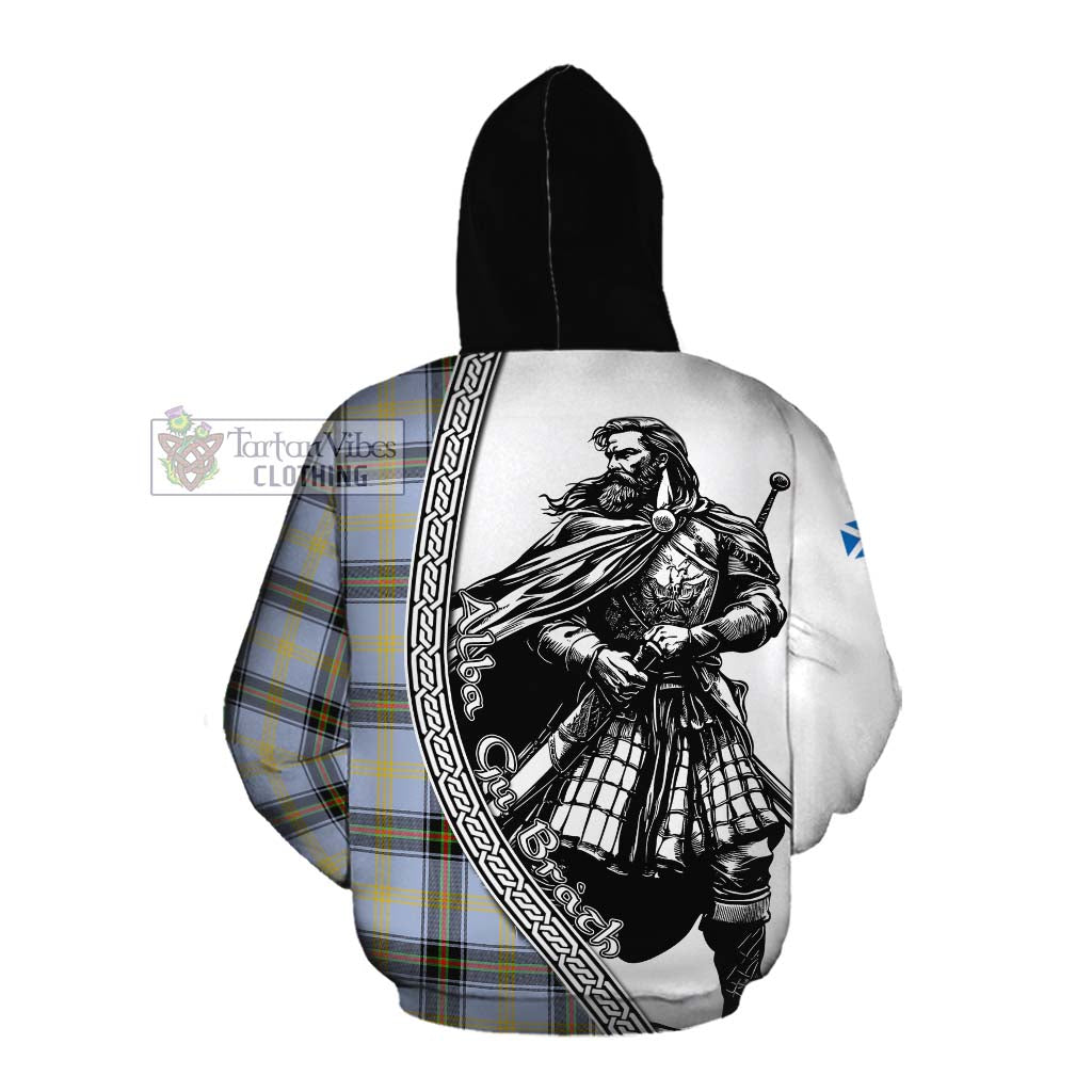 Tartan Vibes Clothing Bell Tartan Clan Crest Cotton Hoodie with Highlander Warrior Celtic Style