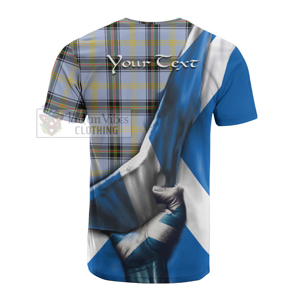 Tartan Vibes Clothing Bell Tartan Cotton T-shirt with Family Crest Scotland Patriotic Style