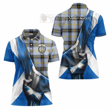 Bell Tartan Women's Polo Shirt with Family Crest Scotland Patriotic Style