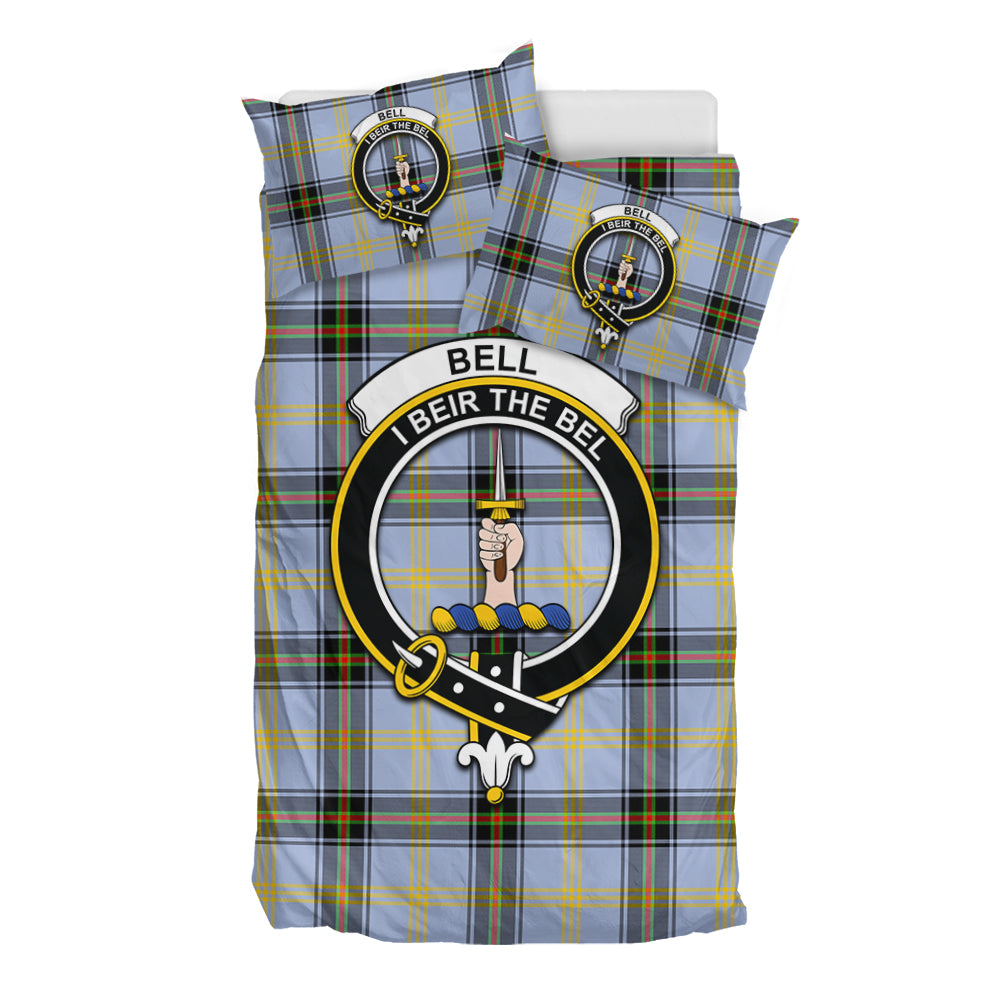 Bell Tartan Bedding Set with Family Crest - Tartan Vibes Clothing