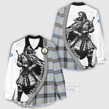 Bell Tartan Clan Crest Women's Casual Shirt with Highlander Warrior Celtic Style