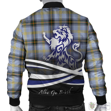 Bell Tartan Bomber Jacket with Alba Gu Brath Regal Lion Emblem