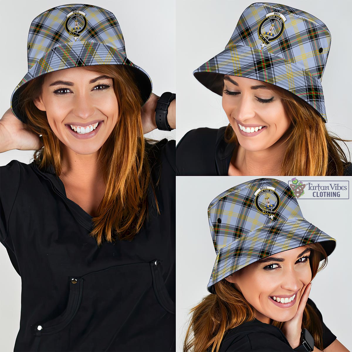 Tartan Vibes Clothing Bell Tartan Bucket Hat with Family Crest