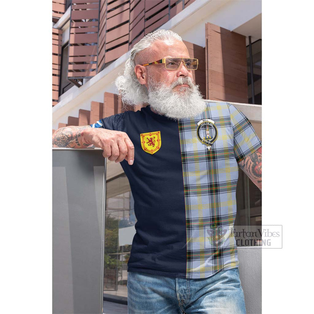 Tartan Vibes Clothing Bell Tartan Cotton T-shirt with Scottish Lion Royal Arm Half Style